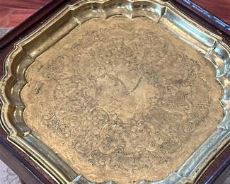 Antique Brass Tray Table With Cabriole Legs 