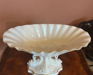 Antique Porcelain Fruit Bowl with Gold Trim 