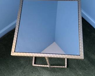 Hammered Metal and Mirrored Accent Table 