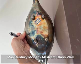 Mid Century Modern Abstract Glass Wall Art 