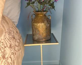 Vintage Metal Urn with Decorative Stand 