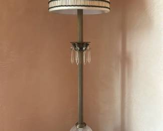 Crystal and Brass Table Lamp with Fabric Shade 