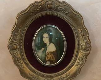 Antique Miniature Portraits in Ornate Frames 