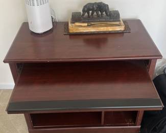 Mahogany Side Table with Decorative Elephant Inlay 