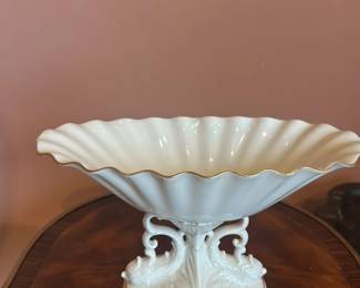 Antique Porcelain Fruit Bowl with Gold Trim 