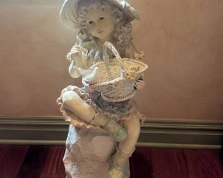 Vintage Girl with Basket Figurine 