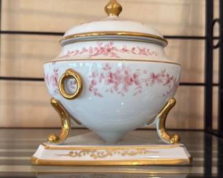 Vintage Porcelain Urn with Floral Motif and Gilt Accents 