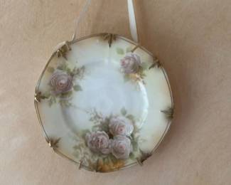 Antique Hand-Painted Porcelain Plate with Roses 