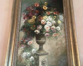 Vintage Floral Still Life Oil Painting 