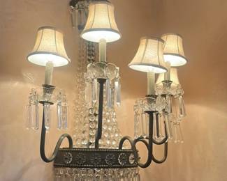 Crystal Chandelier with Fabric Shades 