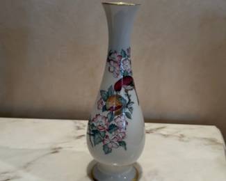Porcelain Vase with Bird and Blossom Decoration 