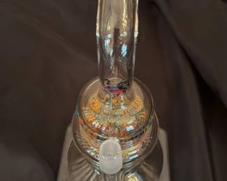 Glass Water Pipe with Dichroic Glass Accents designed by Dave Goldstein 