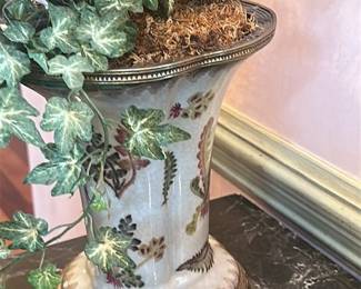 Vintage Floral Arrangement in Porcelain Vase 