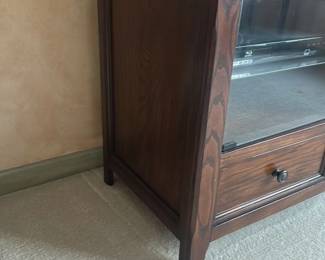 Solid Oak Entertainment Center with Glass Doors 
