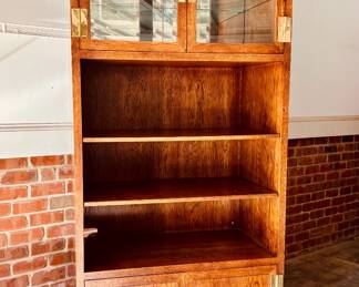  Campaign style lighted shelf unit by Henredon...