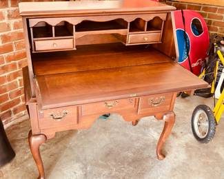 Vintage Queen Anne style fall-front desk (detail)...