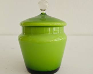 Lot #87 - Mid Century Green Glass Apothecary or Candy Jar