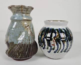 Lot #98 - Vintage Hand-Thrown Studio Art Pottery Vases
