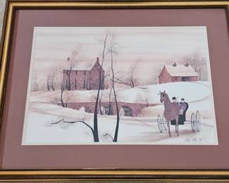 Lot #27 - P Buckley Moss Hand Signed & Numbered Limited Edition Lithograph "Winter's Run"