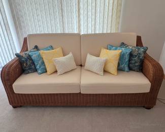Lot #215 - Rattan Sofa From Dubai With Throw Pillows