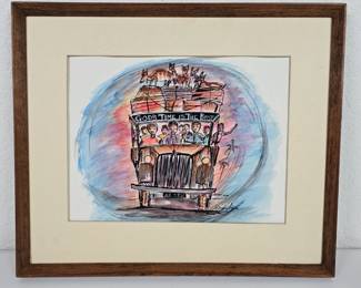 Lot #107 - "T.R.A.V.E.L" by Ghanaian artist John Kofi Ayree - Original Watercolor