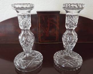 Lot #159 - Pair of Crystal Candlesticks