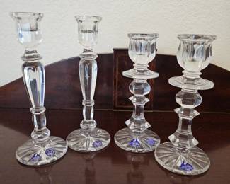 Lot #156 - Two Pairs of Lead Crystal Candlesticks From Gus Crystal Factory (Gusevsky Khrustalny Zavod) in Russia