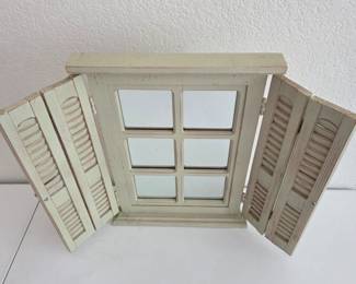 Lot #73 - Decorative Window-Style Wall Mirror With Shutters.