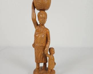 Lot #104 - George Obeng Ghana Hand Carved Teak Wood Motherhood Sculpture