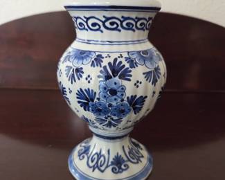 Lot #176 - Signed Royal Delft Blue & White Hand Painted Porcelain Vase