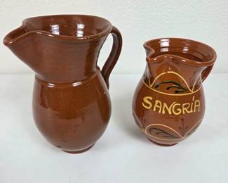 Lot #137 - Peregrino Terra Cotta Spanish Sangria Pitcher Plus Larger Pitcher