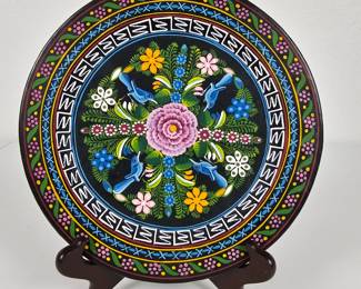 Lot #112 - Ukrainian Hand Painted Wood Plate