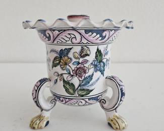 Lot #88 - ESTRELA DE CONIMBRIGA Portugal Footed Porcelain Vase Faiance De Coimbra