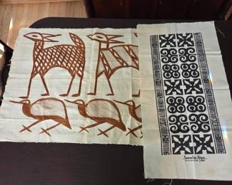 Lot #181 - African Textiles - Hand Painted Adinkra Symbols Ghana, Korhogo Cloth From Senufo People Korhogo Region Ivory Coast
