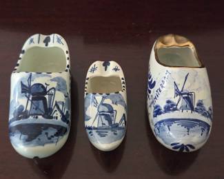 Lot #175 - Signed Delft Blue and White Dutch Shoes Clogs