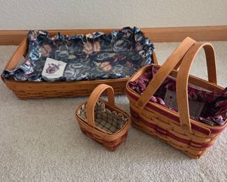 Lot #209 - Longaberger Hostess Collection Serving Tray, Seasons Greetings Basket & Sweetheart Valentine Basket