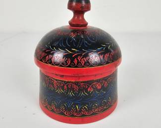 Lot #113 - Afghani Lacquered and Hand Painted Wooden Spice Box