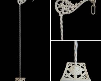 Lot #123 - Vintage Sculptural Metal Floor Lamp Lantern Holder