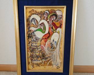 Lot #12 - Naquib Mahmood Signed Original Mixed Media on Wood Stunningly Framed