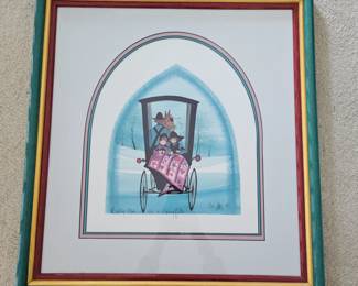 Lot #33 - P Buckley Moss Hand Signed & Numbered Lithograph "Cozy Quilt"