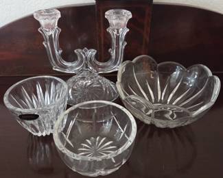 Lot #162 - Crystal Bowls and Candlestick Lot