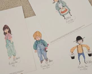 Lot #43 - Set of Four P Buckley Moss Hand Signed & Numbered Limited Edition Lithographs "Sara Jane," "Simon," "Marge" & "Ryan"