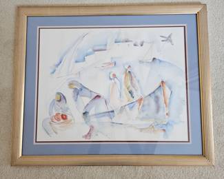 Lot #11 - Signed Original Watercolor Merchant Boat Painting Wall Art