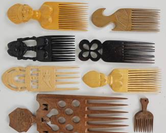 Lot #106 - Traditional Hand Carved African Hair Picks Combs