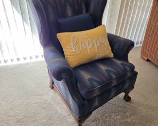 Lot #214 - Flame Stitch Wingback Chair With Ball-And-Claw Feet