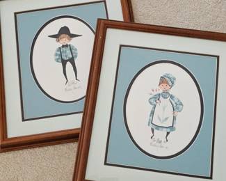 Lot #36 - Set of Two P Buckley Moss Hand Signed & Numbered Limited Edition Lithographs "Paul" & "Jeannie"