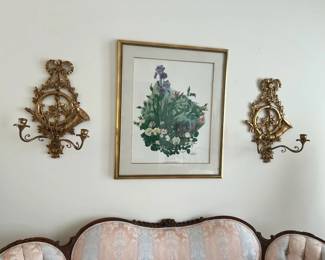 Wampler print and Italian wood sconces