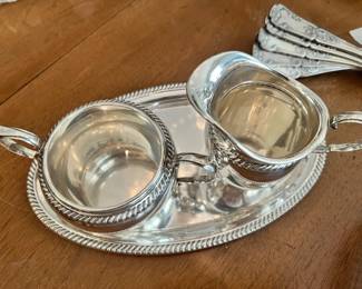 Sterling cream, sugar on sterling tray