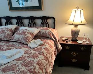 Mahogany headboard, custom made bedspread