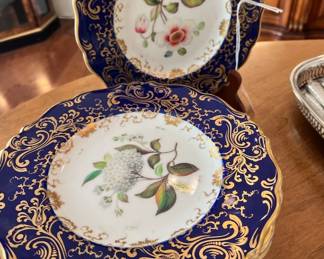 Gorgeous set of 12 French plates, each with a different floral decoration